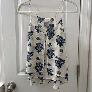 Blue and White Floral Top